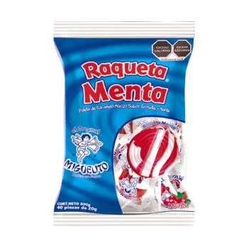 RAQUETA MENTA, paleta sabor grosella y menta.