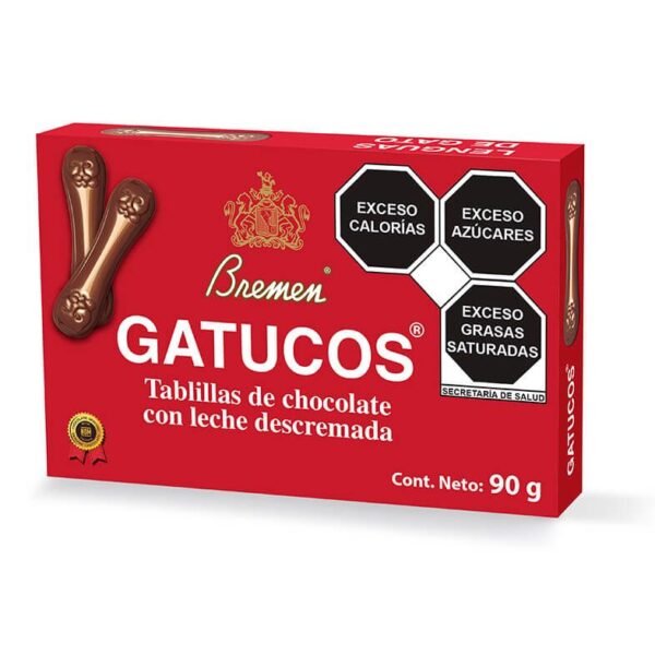 GATUCOS, tablillas de chocolate con leche descremada.