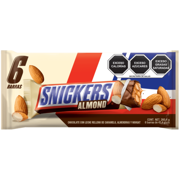 SNICKERS de Almendras, chocolate con leche relleno.